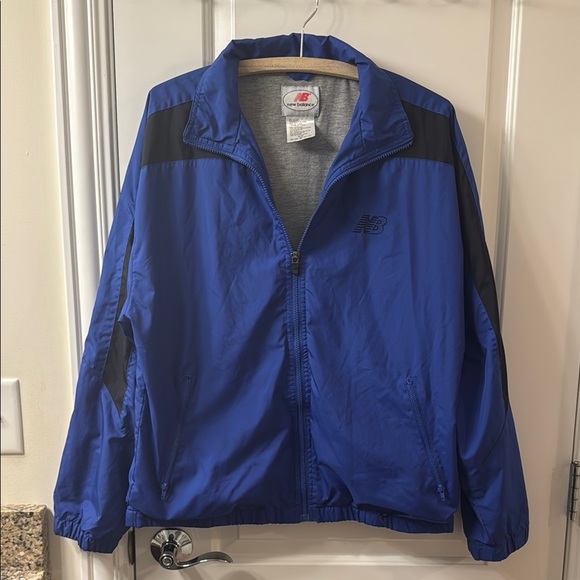 New Balance Men's Royal Cobalt Blue Black Windbreaker Jacket Size M - Picture 1 of 8